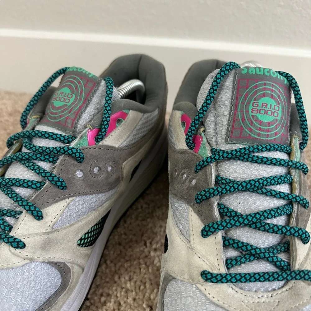 Saucony Grid 8000 CL Sneakers Mens Grey Teal Pink‎ Retro Shoes 11.5 S70197-3